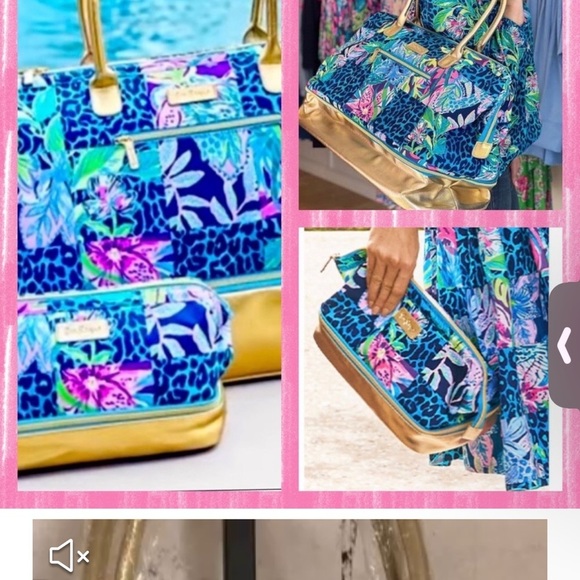 Lilly Pulitzer Multi Pop Up Party Patch Weekender Travel Bag & Makeup Bag. NWT - Picture 3 of 13